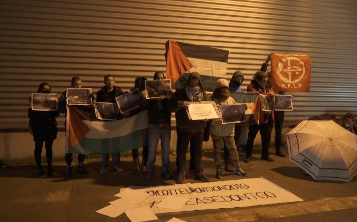 Manifestació en contra de la celebració d'Eurovisión a Palestina. 
