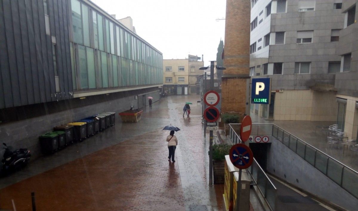 Pluja al centre de Sabadell