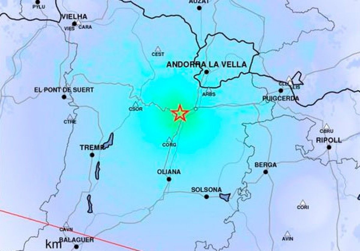 Mapa d'intensitat percebuda del terratrèmol