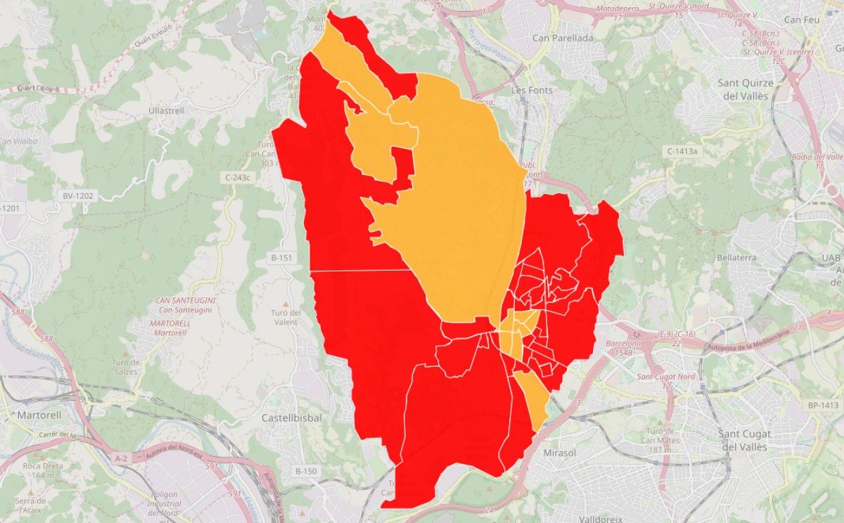 Mapa dels resultats de les eleccions municipals a Rubí, barri a barri