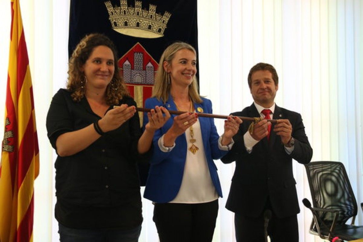 Núria Gibert (CUP), Mireia Ingla (ERC) i Pere Soler (PSC)